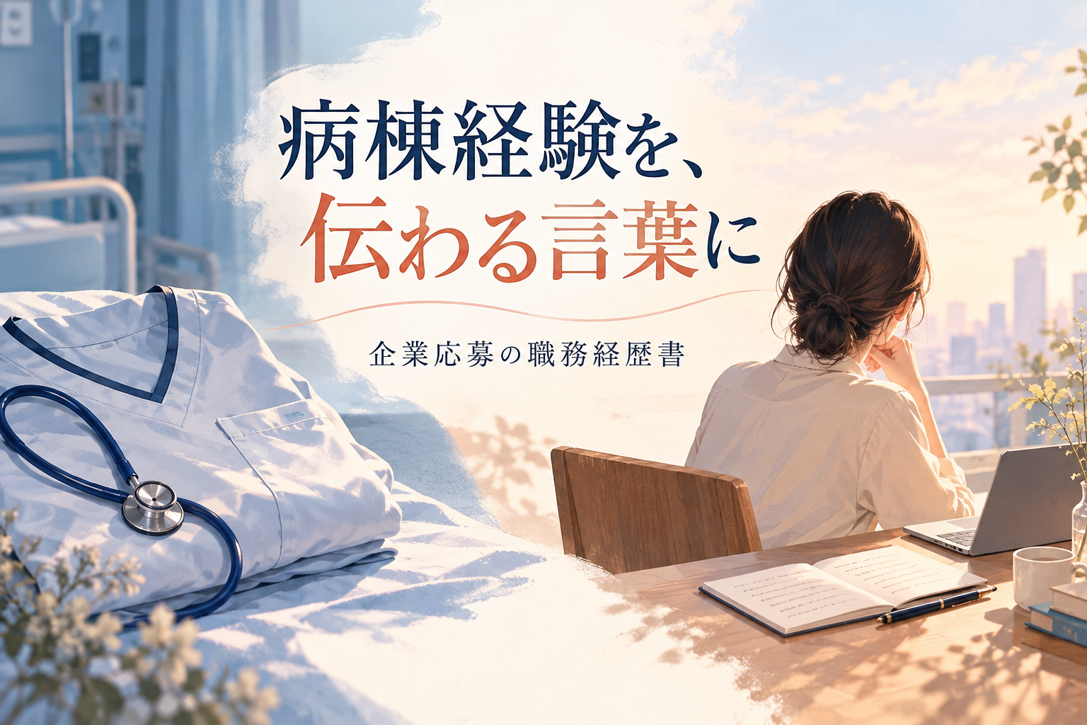 病棟経験を伝わる言葉に整理する、企業応募の職務経歴書のイメージイラスト